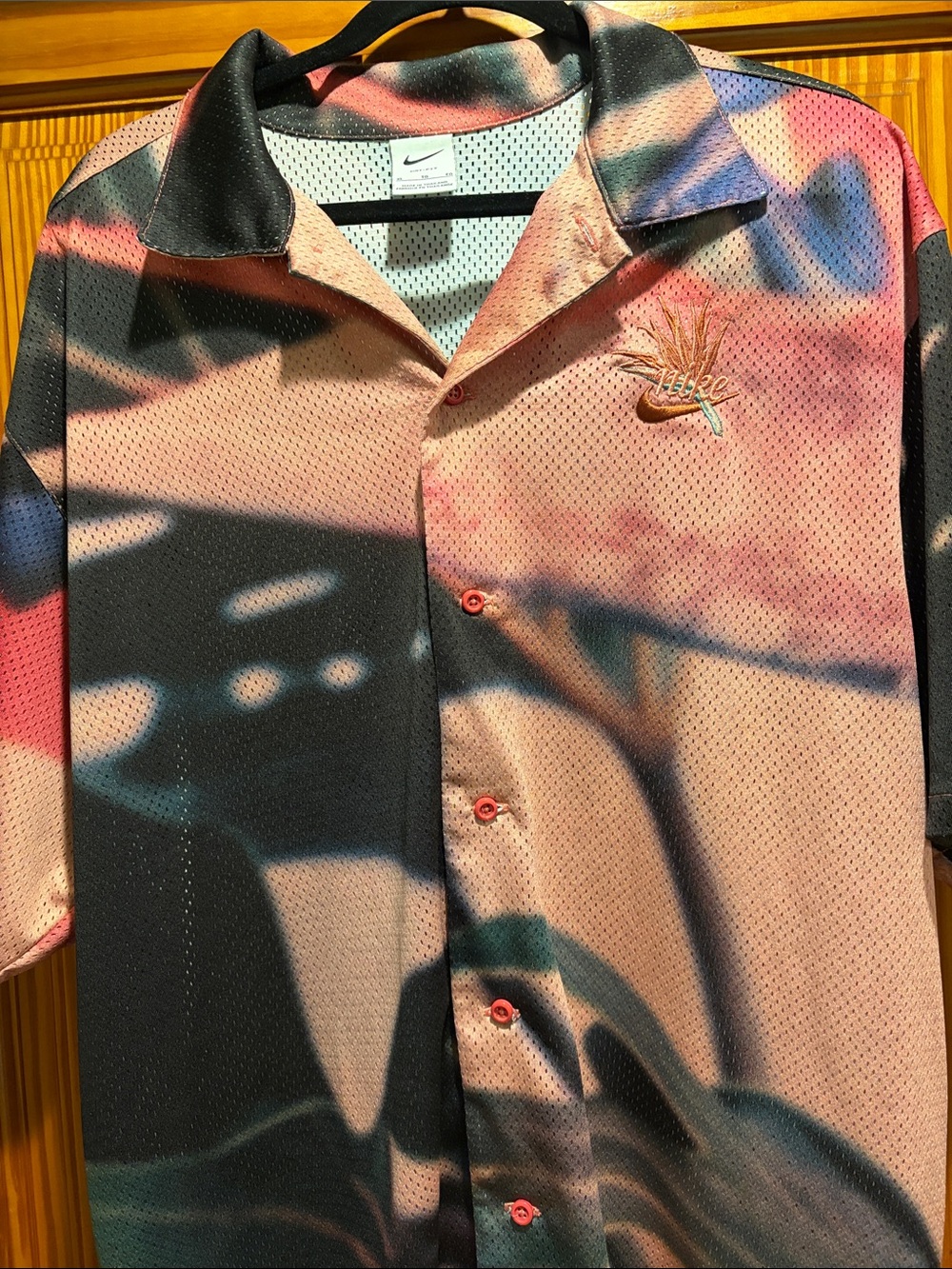 Nike Short-Sleeve Button Shirt in Pink, Black, Blue